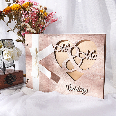 Gorgecraft Wooden Wedding Guestbooks Notepad AJEW-GF0003-13-1