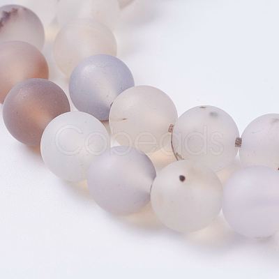 Natural Dendritic Agate Beads Strands G-P278-05-8mm-1