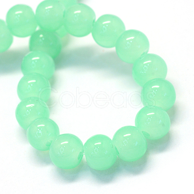 Baking Painted Imitation Jade Glass Round Bead Strands X-DGLA-Q021-6mm-22-1