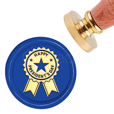 Brass Wax Seal Stamp with Handle AJEW-WH0184-0149-1