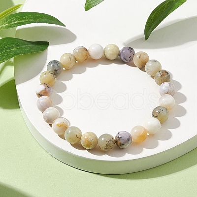 Natural Opal Round Beaded Stretch Bracelets BJEW-TA00474-1