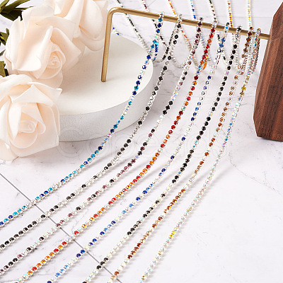 Cheriswelry 12M 12 Colors Iron Rhinestone Cup Chains CHC-CW0001-02-1