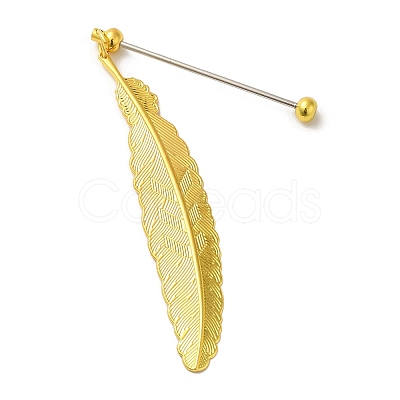 Alloy Feather Pendant Bookmarks AJEW-R101-01G-1