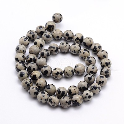 Natural Dalmatian Jasper Round Bead Strands G-J303-19-8mm-1