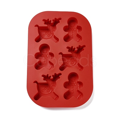 DIY Christmas Reindeer & Gingerbread Man Food Grade Silicone Molds DIY-G052-A03-1