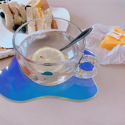 6Pcs Transparent Acrylic Cup Mats AJEW-FG0002-10B-1