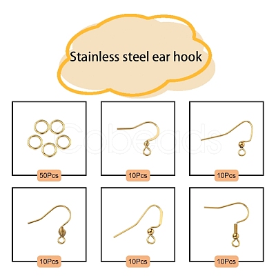 50Pcs 5 Style 304 Stainless Steel Earring Hooks STAS-YW0001-23-1