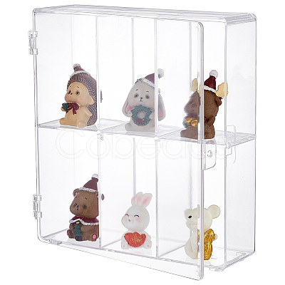 6 Grids Transparent Acrylic Minifigures Display Case with Cover DIY-WH0430-530A-1