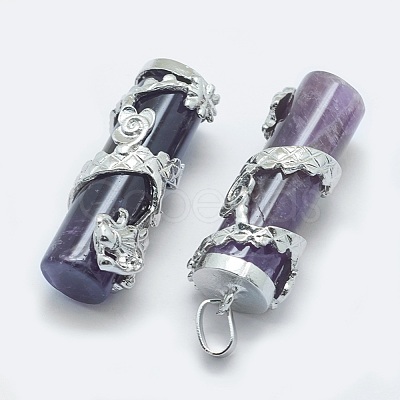 Natural Amethyst Pendants X-G-O163-E11-1