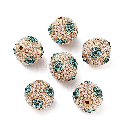 Golden Plated Alloy Rhinestone Beads FIND-E046-14G-02-1