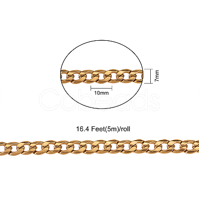 304 Stainless Steel Cuban Link Chains CHS-CJ0001-28G-1