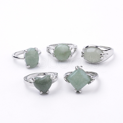 Natural Green Aventurine Rings G-S242-08-B-1