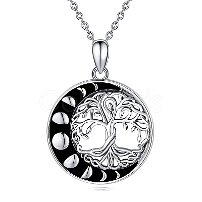 Rhodium Plated 925 Sterling Silver Tree of Life Pendant Necklaces PW-WGD3068-01-1