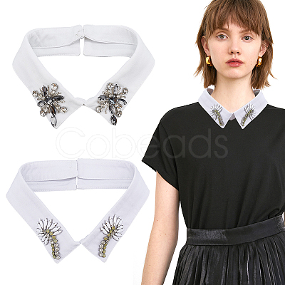 Nbeads 2Pcs 2 Style Cotton Detachable Blouse False Collar AJEW-NB0003-98-1