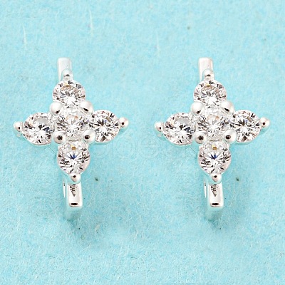 Rack Plating Brass Micro Pave Clear Cubic Zirconia Connector Charms KK-F864-06S-1