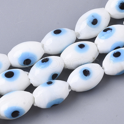 Handmade Evil Eye Lampwork Beads Strands LAMP-R143-03C-1