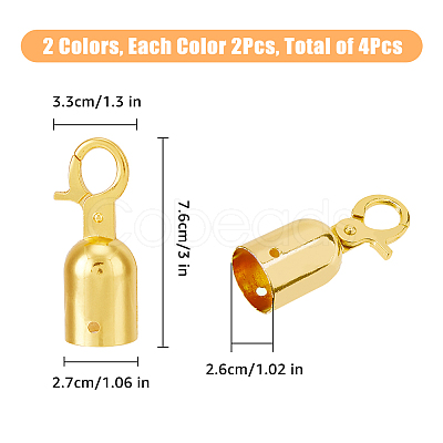 SUPERFINDINGS 4Pcs 2 Colors Zinc Alloy Cord Ends FIND-FH0008-76-1