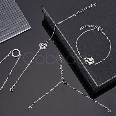 Unicraftale 12Pcs 304 Stainless Steel Box Chains/Venice Chains Bracelets Making MAK-UN0001-18-1