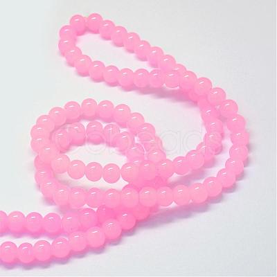 Baking Painted Imitation Jade Glass Round Bead Strands DGLA-Q021-6mm-26-1