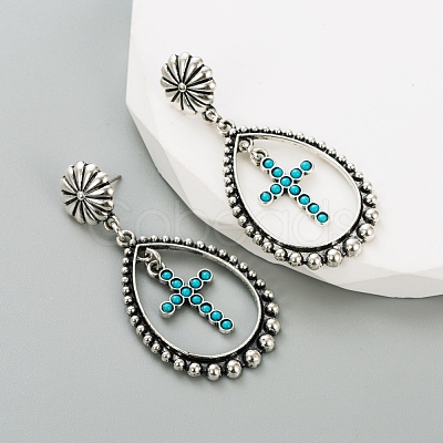 Synthetic Turquoise Stud Earring PW-WG976EB-01-1