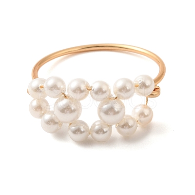 Round Shell Pearl Finger Rings RJEW-TA00153-1