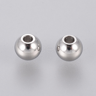 Tarnish Resistant 304 Stainless Steel Smooth Round Spacer Beads X-STAS-M006-01B-1