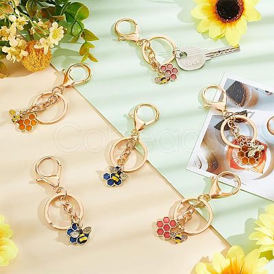 Nbeads 4 Sets Alloy Enamel Pendants Keychains KEYC-NB0001-36-1