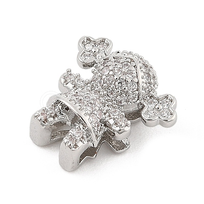 Brass Micro Pave Cubic Zirconia Slide Charms ZIRC-I068-27P-1