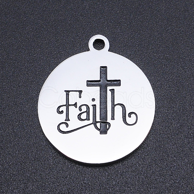 Non-Tarnish 201 Stainless Steel Etched Charms STAS-N090-JN806-1