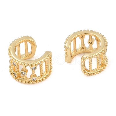 Brass Micro Pave Clear Cubic Zirconia Cuff Earring for Women EJEW-S225-19G-01-1