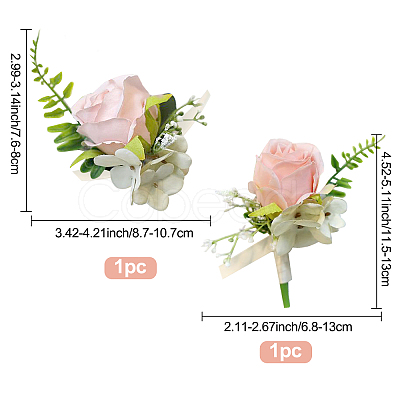 CRASPIRE 2Pcs 2 Style Silk Cloth Imitation Rose Corsage Boutonniere AJEW-CP0001-61B-1