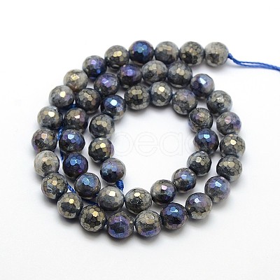 Electroplate Natural Labradorite Beads Strands G-L150-12mm-01-1