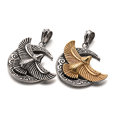 Eagle/Hawk Charm & Moon 304 Stainless Steel Big Pendants STAS-F068-03-1