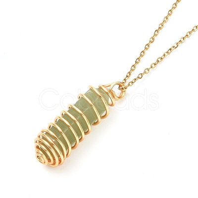 Double Pointed Mixed Stone Pendant Necklace for Girl Women NJEW-JN03684-1