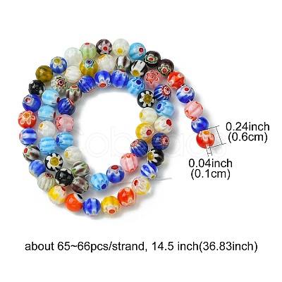 Handmade Millefiori Glass Round Bead Strands LAMP-YW0001-18A-1