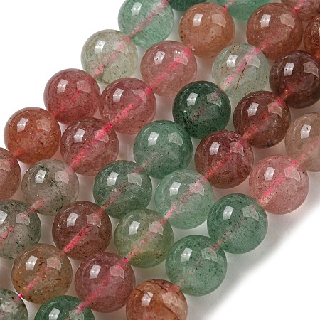 Natural Red and Green Strawberry Quartz Beads Strands G-B099-C03-06-1