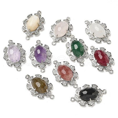 Natural Mixed stone Faceted Oval Connector Charms G-G181-06P-1