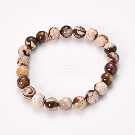 Natural Zebra Jasper Beaded Stretch Bracelets BJEW-Q692-17-8mm-1