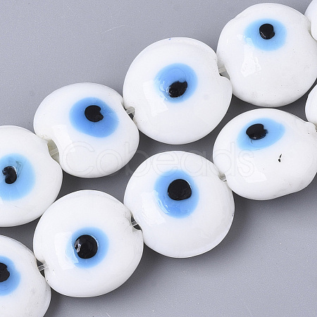 Handmade Evil Eye Lampwork Beads Strands LAMP-R143-04C-1