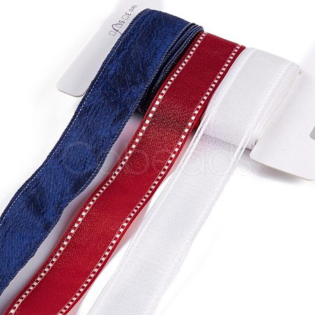 9 Yards 3 Styles Independence Day Polyester & Polycotton Ribbons Sets SRIB-A015-02A-04-1