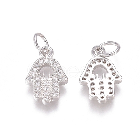 Brass Micro Pave Clear Cubic Zirconia Charms ZIRC-I036-08P-1