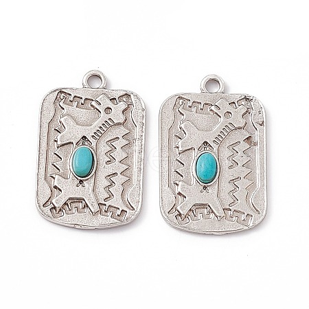 Synthetic Turquoise Pendants PALLOY-D013-12AS-1