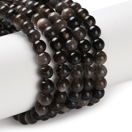 Natural Silver Obsidian Beads Strands G-S150-20A-4mm-1