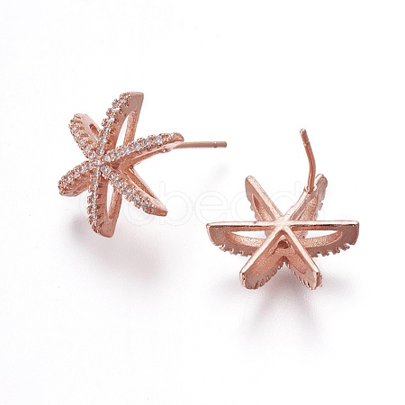 Brass Micro Pave Cubic Zirconia Ear Stud Components EJEW-O089-01RG-1
