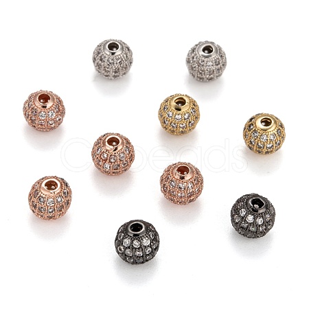 Brass Cubic Zirconia Beads ZIRC-F001-31-1