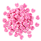 Handmade Polymer Clay Spacer Beads, Heart with LOVE Word, Pink, 8x9x4mm, Hole: 1.8mm