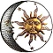 Iron Wall Decorations, Home Decoration Supplies, Moon with Sun, Gray, 280x286mm