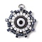 Glass & Seed Bead Woven Pendants, with Lampwork Beads, Evil Eye, with Jump Ring, Black, 19x19x8mm, Hole: 3mm