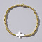 Beach Style Brass and Cross Shell beads Bracelet for Women Layered Wear, Golden, 6-7/8 inch(17.5cm)