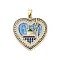 Rack Plating Brass Micro Pave Clear Cubic Zirconia Pendants, with Enamel, Long-Lasting Plated, Lead Free & Cadmium Free, Heart with Castle Charms, Cornflower Blue, 28x27.5x4mm, Hole: 3.5x5mm